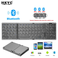 HKYC Rechargeable Bluetooth Foldable Keyboard with Numeric Phone Tablet Folding Wireless Keyboard for IOS/Android/Windows/Mac