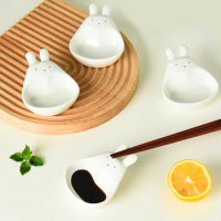 1PC White Ceramic Sauce Dish Cute Rabbit Seasoning Dishes Sushi Kitchen Soy Vinegar Dipping Bowl Serving Plate