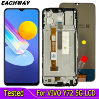 Tested Work For Vivo Y72 5G LCD Display Touch Screen Digitizer Assembly Replacement Parts 6.58" For OPPO Y72 5G LCD V2041 Screen