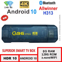 Iptv Q96 Dongle Smart TV Box Android 10 Allwinner H313 Quad Core 2.4G Dual WIFI 4K HDR Set Top Box 8GB+128GB TV Stick Movies TV