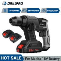 Drillpro 26MM 6000RPM Electric Hammer Electric Pick Impact Drill Cordless Rotary Tool For Makita 18V Battery