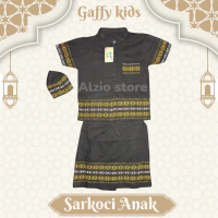 Setelan Baju Koko Muslim Anak Cowok Gaffy Kids Sarkoci Sarung Koko Peci Anak Usia 1-14 Tahun Motif N