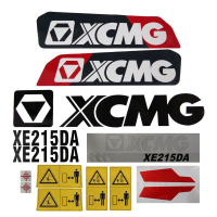 รถขุดรุ่นใหม่ XCMG สีแดงและดำ สติ๊กเกอร์เต็มตัวรถ XE60/65/75/85/215DA แผ่นสะท้อนแสงน้ำหนักแขน