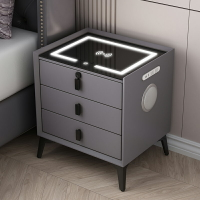 智能床頭柜現代簡約儲物柜輕奢收納柜多功能無線充電指紋鎖床邊柜