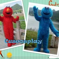 Long Fur Elmo Monster Cookie Mascot Costume Adult Cartoon Character Outfit Suit Large-scale Activities Hilarious Funny