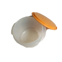 Tupperware Kecil Bulat Kedap dengan Tutup Orange - Wadah Makanan Praktis dan Tahan Lama