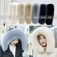 Women Faux Fox Fur Collar Shawl Furry Fur Collar For Winter Coat Hood Fur Decor Fake Fur Scarf Parkas Coat Fur Collar Scarves