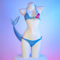 Anime hololive vtuber gawr GURA cosplay trang phục phụ nữ sexy da hai mảnh bikini thiết lập dễ thươn