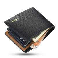 Classic Leather Short Mens Wallet Business Alligator Pattern Small Wallet Money Bag Purse