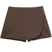 TRAF Brown Women's Skort New Collection 2022 Women High Waist Short Woman Black Shorts For Women Autumn Streetwear Pink Shorts