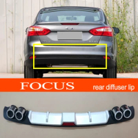 Focus 2012-2018 Sedan ABS Plastic Silver / Black Car Rear Bumper Rear Diffuser Spoiler Lip for Ford Focus 2012-2018 Sedan