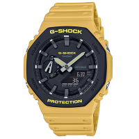 G-SHOCK 經典八角造型個性亮眼雙顯休閒錶-黃X黑(GA-2110SU-9A)/48.7mm
