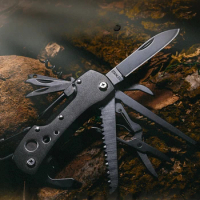 Outdoor 15 in 1 Folding Knife Swiss Army Edc Gear Knife Camping Gadget Scissors Key Chain Fruit Knife Survival Multipurpose Tool