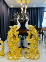 DECOR TƯỢNG CHIM CÔNG DÁT VÀNG CAO CẤP . Decor Phòng làm việc, phòng thờ, phòng khách. tượng Decor P