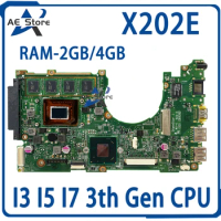 X202E Notebook Mainboard For ASUS X200E X201E S200E X201EP X201EV Laptop Motherboard 847/987/1007U I3 I5 I7 2GB/4GB-RAM