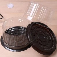 20pcs 6 Inch Reusable Transparent Cake Box Bakery Round Shape Plastic Cake Boxes Cheese Mousse Packing Boxes Food Boxes