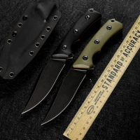 D2 Steel Army Fixed Blade CSGO Self Defense G10 Outdoor Camping Survival Hunting Straight Knife Tactical Military EDC Tool