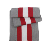 【BALLY】紅白條紋及格紋雙面可用羊毛圍巾(灰色)