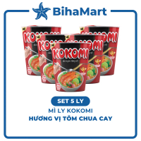[SET 5 LY] - MASAN - Mì ly Kokomi hương vị Tôm chua cay, Mì tôm chua cay Kokomi ly, Kokomi mì ly ăn 