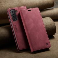 Leather Wallet Case For Samsung Galaxy S23 S22 S21 S20 FE S10 Note 10 Plus Note 20 Ultra Card Slot Flip Cover Magnet Phone Case