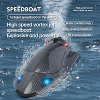EBORUI FY011 RC SpeedBoat 2.4G High Speed Racing Boat 35km/h Jet Pump Ship Waterproof Capsize Reset LED Light Water Cooling RTR