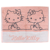 小禮堂 Hello Kitty 毛巾布雙面腳踏墊 (橘灰姊妹款) 4550239-028246