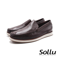 【Sollu】巴西專櫃 真皮舒適記憶墊莫卡辛皮鞋 男鞋(深咖啡)
