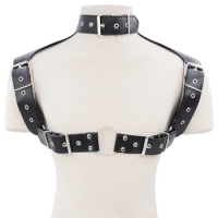 Men Bondage Leather Top Vests Sexy Clothes Costume Fetish Gay Cospaly Sissy Lingerie for Body Harness BDSM