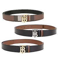 BURBERRY 巴寶莉  TB [官網$17,200] 格紋塗層牛皮腰帶-3款可選