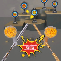 Upgrade Continuous Firing Soft Pinball Launcher Guns Toy Aluminum Alloy Shooter Crackling Tube Bamboo Shooting Game Toys