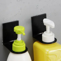 2pcs Shower Gel Bottle Holder Hook Bracket Bathroom Wall Magic Tape Shampoo Suction Wall Seamless Hook Bathroom Clothes Hat Rack