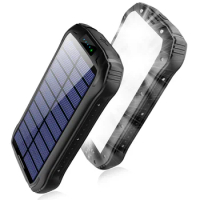 26800mAh Portable Solar Power Bank with Camping Light External Battery USB Type C Powerbank for iPhone 15 14 Xiaomi Mi Powerbank