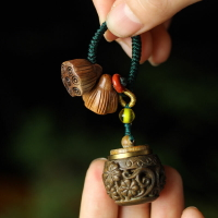 綠檀木香襄葫蘆鑰匙扣掛件創意個性男女汽車鑰匙圈手工編織繩掛飾