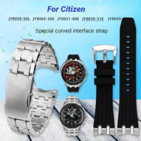 For Citizen Green Eagle Sky Eagle JY8051-08E JY8068 JY8050 JY8058 JY8059 Men's Watch band Curved End Stainless Steel Strap 24mm