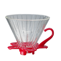 TIAMO V02玻璃錐型咖啡濾杯組附量匙-紅色(HG5359R)