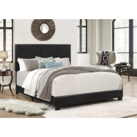 Full Size Bed Frame Queen Bedroom Furniture Upholstered Panel Bed in Black