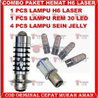 ORIGINAL COMBO PAKET HEMAT LAMPU MOTOR LED H6 LASER BOHLAM STOP 30 LED PLUS SEIN MOTOR | LAMPU REM M