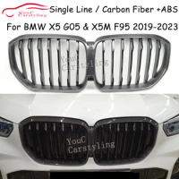 G05 Grill Replacement Front Carbon Fiber 1-Slat Grille For BMW New X5 G05 &amp; X5M F95 2019-2023 Front Bumper Racing Grills