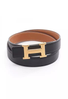Hermes Pre-Loved Hermès mini constance H-belt Noir gold belt Veau Swift Veau epsom black Brown gold 