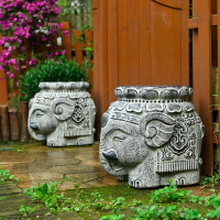庭院花園布置大門口大象裝飾擺件民宿小院子戶外園林造景人造石墩