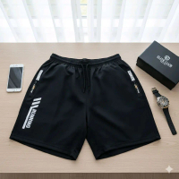 CELANA PENDEK OLAHRAGA UNISEX PRIA WANITA BAHAN SCUBA RUNNING GYM HITAM PUTIH NAVY