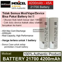 Original MOLICEL P42A 4200mAh 21700 Battery | authentic oten baterai batre original batere rechargea