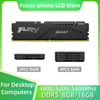 Fury Beast DDR5 8GB 16GB 4800 5200 5600MHz Desktop AMD Intel CPU Motherboard Memory 288Pin 1.1V DIMM RAM DDR5