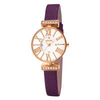 Folli Follie晶緻閃耀浪漫皮革腕錶-紫(WF15B028SSW-PU)