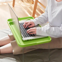 Folding Computer Desk With Cup Holder, Portable Bed Laptop Desks Creative Mobile Phone Card Slot Study Table Stand Notebook Desk