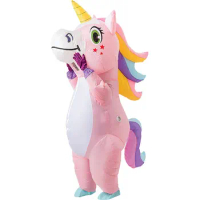 Pink Unicorn Inflatable Costume Carnival Mascot Doll Blow Up Suit Women Men Dress Festival Show Outfit Christmas Party Wear New