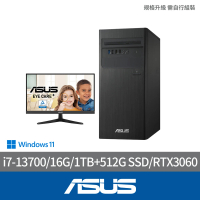 【ASUS 華碩】22型藍光護眼螢幕組★i7 RTX3060十六核電腦(H-S500TE/i7-13700/16G/1TB+512G SSD/RTX3060/W11