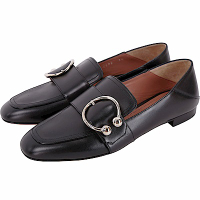 BALLY Malinda 金屬環飾小牛皮樂褔鞋(黑色)