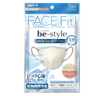 白元 Be-style Face fit 3D立體冷感款 成人口罩  7片裝 (沙棕色 x 蜜桃摩卡色) 平行進口