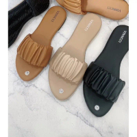 VINCCI SANDAL TEPLEK WANITA FLAT, sandal kedut kekinian best selller, Shoes